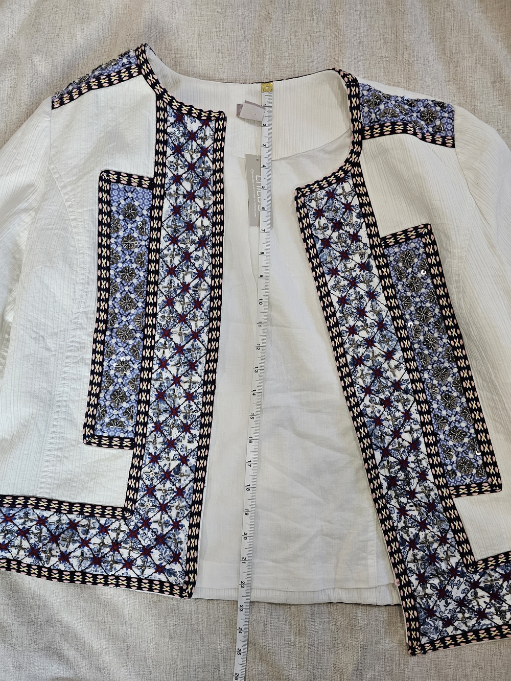 Chico's NWT Women Embellished  Open Front Jacket Size 2 (US Size 10) - Picture 4 of 8
